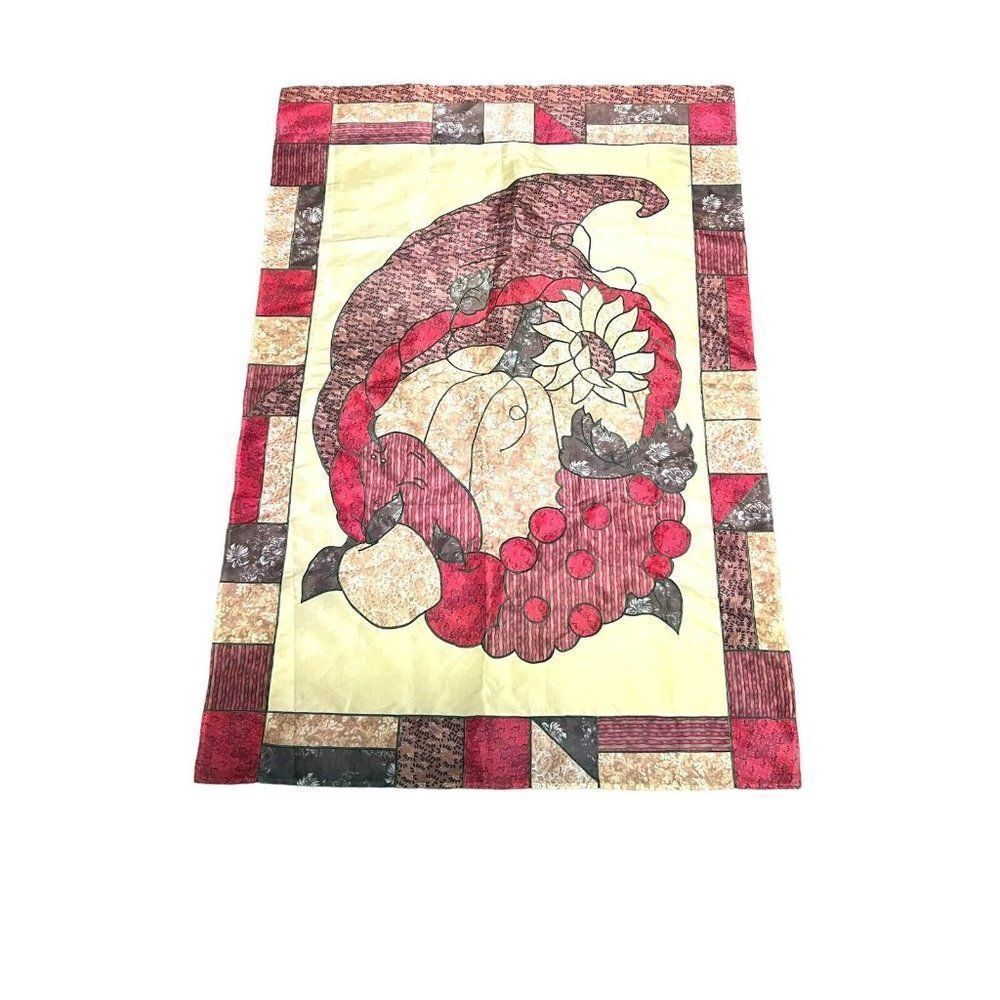 Evergreen Enterprises Yard Flag LARGE Garden CORNUCOPIA Autumn Fall 28.5”X42”